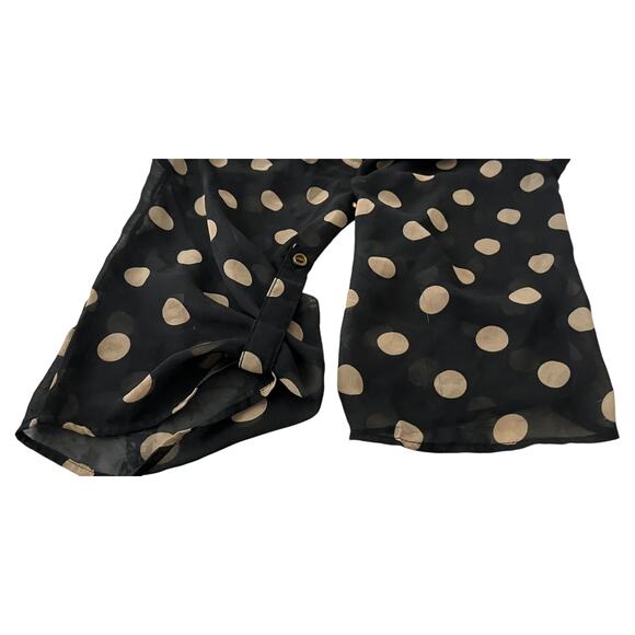 SASSY MATERNITY SHORT SLV, RND NECK, DRESSY BLOUSE, WOMENS, XL-BLACK-TAN CIRCLES - Picture 9 of 11